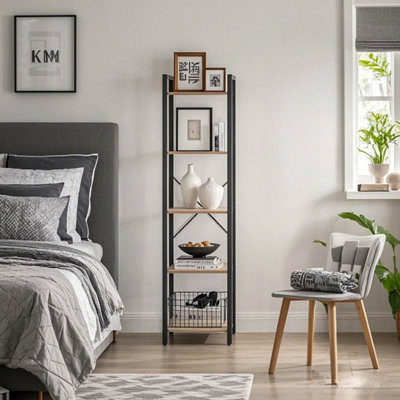 VASAGLE Bookcase, Bookcase 5-Tier Storage Rack with Standing Display ...