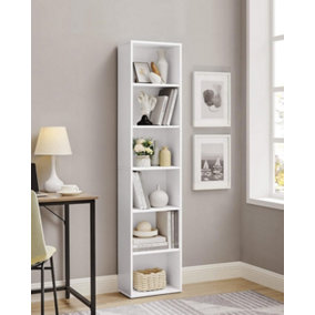VASAGLE Bookcase, Bookshelf with 6 Shelves, Shelving Rack, for Living Room, Study, Office, Bedroom, Modern Style, Cloud White