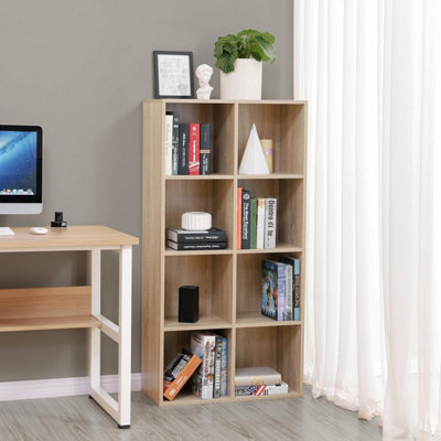 VASAGLE Bookcase, Wooden Bookshelf with 8 Compartments, Floor Standing ...