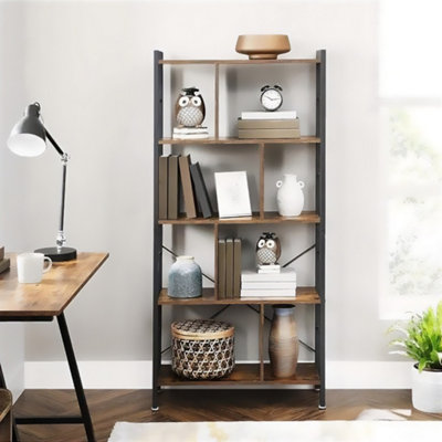 VASAGLE Bookshelf, Industrial Bookcase, Floor Standing Bookcase, Large ...