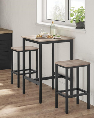 VASAGLE Breakfast Bar, Square Tall Bar Table, Heavy-Duty Steel Frame, 60 x 60 x 90 cm, Easy Assembly, for Kitchen Living Room