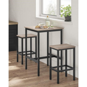 VASAGLE Breakfast Bar, Square Tall Bar Table, Heavy-Duty Steel Frame, 60 x 60 x 90 cm, Easy Assembly, for Kitchen Living Room
