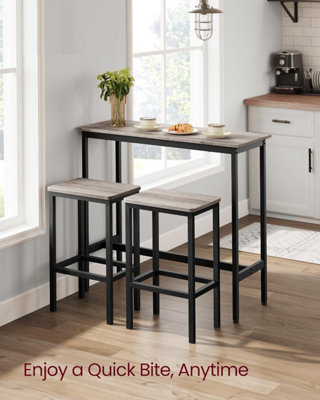 VASAGLE Breakfast Bar Table Set with 2 Stools, Dining Table Set