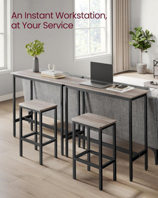 VASAGLE Breakfast Bar Table Set with 2 Stools, Dining Table Set