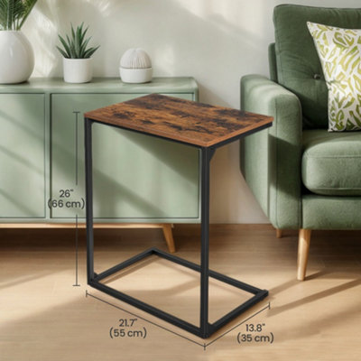 VASAGLE C-Shaped Side Table, Laptop End Table, Steel, for Living Room Bedroom, Industrial, Rustic Brown and Black