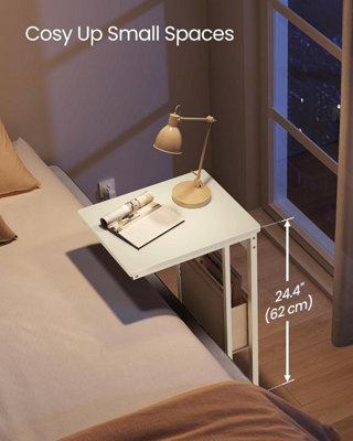 VASAGLE Charging Side Stand, C-Shaped Table with USB Hub and Storage, Cream White