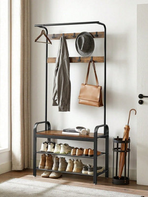 VASAGLE Coat Rack, Cloakroom Hallway Furniture With Removable Hooks ...