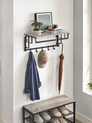 VASAGLE Coat Rack Wall-Mounted, Clothes Rail With 5 Removable Coat ...
