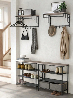 VASAGLE Coat Rack Wall-Mounted, Clothes Rail With 5 Removable Coat ...
