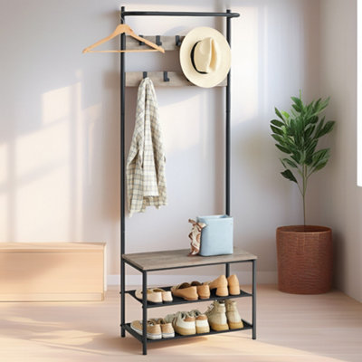 VASAGLE Coat Rack With Shoe Storage, Hall Tree, Coat Stand With Shoe ...