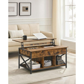 VASAGLE Retro Coffee Table, Cocktail Table, Mid-Century Modern Accent Table  with Storage Shelf for Living Room, Reception