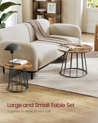 VASAGLE Coffee Tables, Set of 2 Round Side Tables, Modern Style, Steel ...