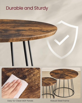 VASAGLE Coffee Tables, Set of 2 Round Side Tables, Modern Style, Steel ...