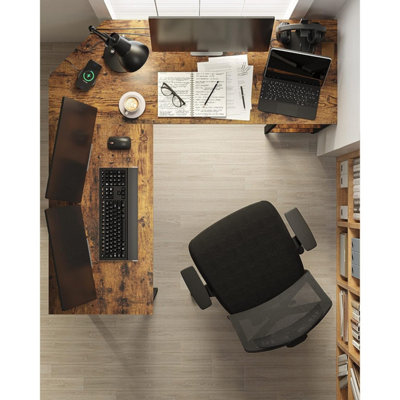 VASAGLE Computer Desk, L-Shaped Writing Workstation, Corner Study Desk with Shelves for Home Office, Space-Saving