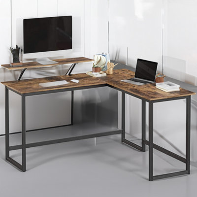 VASAGLE Computer Desk, L-Shaped Writing Workstation, Industrial Corner ...