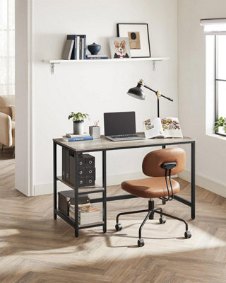 VASAGLE Computer Desk, Writing Desk with 2 Shelves on Left or Right, Work Table for Office Living Room, Steel Frame, Industrial