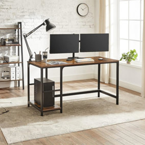 VASAGLE Computer Desk, Writing Desk with 2 Shelves on Left or Right, Work Table for Office Living Room, Steel Frame, Industrial