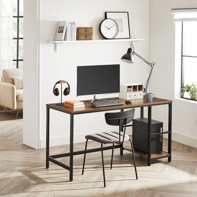 VASAGLE Computer Desk, Writing Desk with 2 Shelves on Left or Right, Work Table for Office Living Room, Steel Frame, Industrial