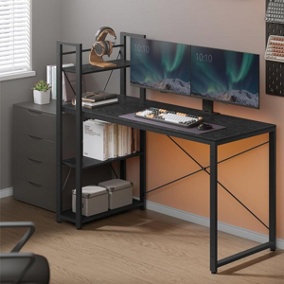 VASAGLE Computer Desk, Writing Desk with Storage Shelves on Left or Right, Extra Wide Home Office Desk, Ebony Black