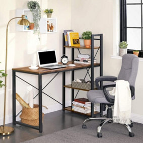 VASAGLE Computer Desk, Writing Desk with Storage Shelves on Left or Right, Wide Home Office Desk, Rustic Brown and Black