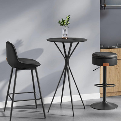 VASAGLE Contemporary Round Bar Table, Modern Cocktail Stand for Kitchen and Living Space, Ink Black and Matte Black