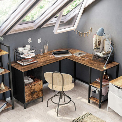 Industrial desk deals with file cabinet