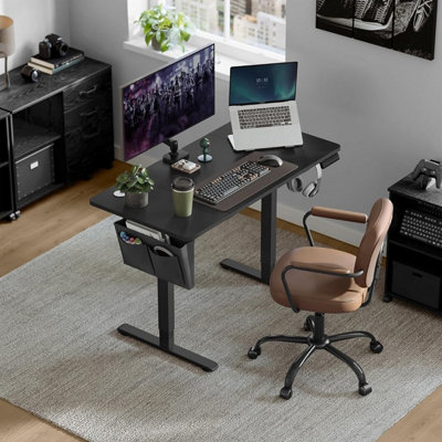VASAGLE Desk System, Compact Electric Workstation with Memory Function, Ink Black