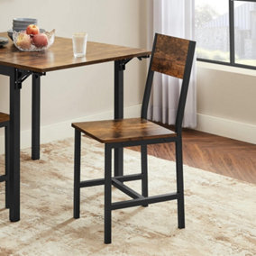VASAGLE Dining Chair Set of 2, Steel Frame, Industrial Dining Room, Living Room, Kitchen, Rustic Brown and Black