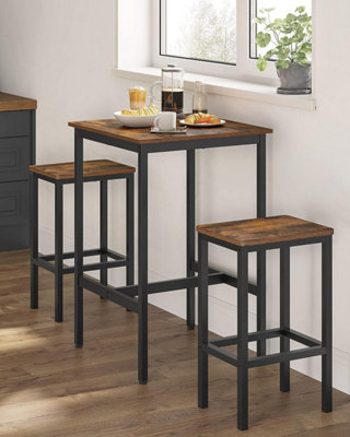VASAGLE Dining Table and Chairs Set, Bar Table and Stools Set, 60 x 60 ...