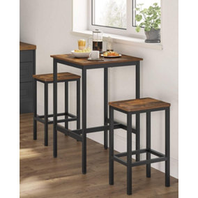 VASAGLE Dining Table and Chairs Set, Bar Table and Stools Set, 60 x 60 x 90 cm Small Kitchen Table, 30 x 40 x 65 cm Chairs