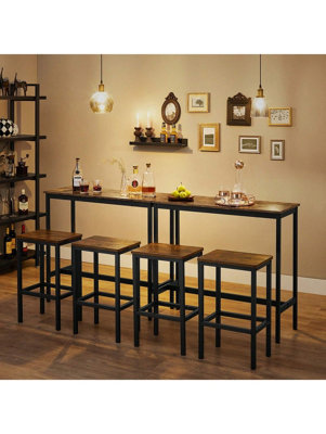 VASAGLE Dining Table Set, Bar Table and Stools Set, Breakfast Bar