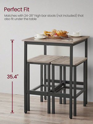 VASAGLE Dining Table Set, Bar Table and Stools Set, Breakfast Bar