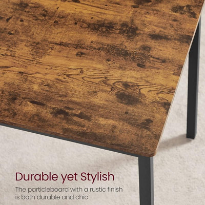 VASAGLE Eettafel Met 2 Banken Set Van 3 - Keukentafel 70 X 110 X 75 Cm, Greige Gemêleerd-Inktzwart, Industrieel Design