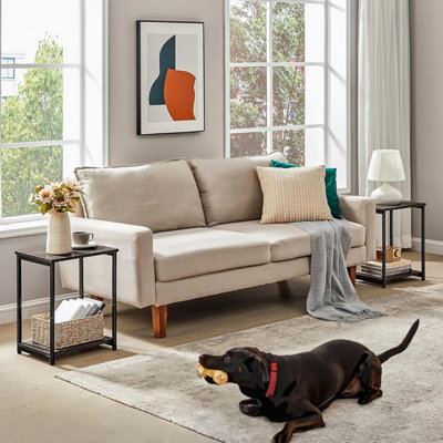 VASAGLE Double Side Set, Industrial Two-Level Tables for Living Areas, Chestnut Brown and Ink Black