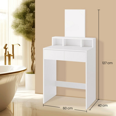 VASAGLE Dressing Table with Large Mirror, Vanity Table with 2 Drawers and 3 Compartments, Makeup Table, Modern