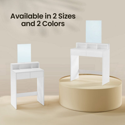 VASAGLE Dressing Table with Large Mirror, Vanity Table with 2 Drawers and 3 Compartments, Makeup Table, Modern