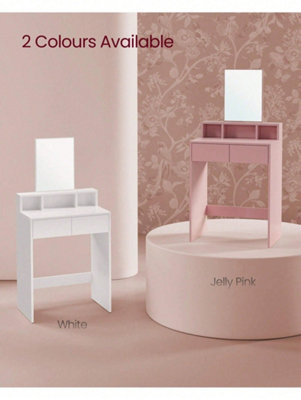 VASAGLE Dressing Table with Large Mirror, Vanity Table with 2 Drawers and 3 Compartments, Makeup Table, Modern