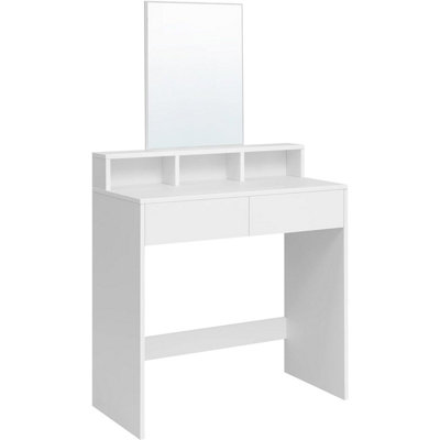 VASAGLE Dressing Table with Large Rectangular Mirror, Makeup Table with 2 Drawers and 3 Open Compartments, Vanity Table, Modern