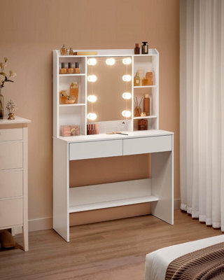 Vanity mirror with lights and table online