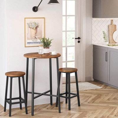 VASAGLE Dual Bar Stools Set, Elevated Kitchen Seating, Counter Chairs, Steel, Easy Assembly, Rustic Brown and Black