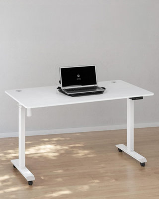 Electric Adjustable Standing Desk Frame - White -PrimeCables