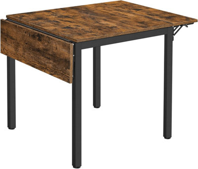 VASAGLE Extendable Dining Table, Folding Dining Table, Drop Leaf Kitchen Table for Small Spaces, Rustic Brown & Black