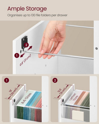 VASAGLE File Cabinet, Filing Cabinet for Home Office, Printer Stand ...