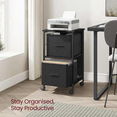 VASAGLE Filing Cabinet with 2 Drawers, Printer Stander, Hanging File Folders, File Storage Box, Ebony Black & Ink Black