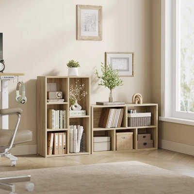 VASAGLE Five-Section Storage Unit, Contemporary Cube Organizer for Various Rooms, Oak Colour