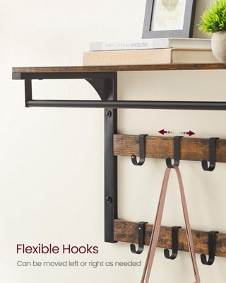 VASAGLE Floating Shelf Coat Rack, 10 Hooks, Removable, Entryway ...