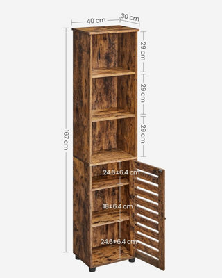 NEW Multipurpose Cabinet w/ 3 Open Shelves factory and Closed Compartments, Rustic Brown