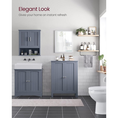 Buy VASAGLE Freestanding Bathroom Cabinet Storage Cupboard Unit with 2 ...