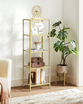 VASAGLE Glass Display Shelf, Bookcase, 5 Tier Organizer, Shelves ...