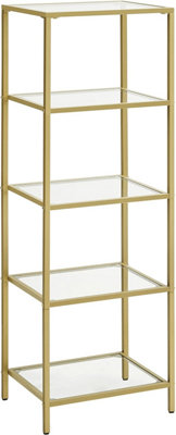 VASAGLE Glass Display Shelf, Bookcase, 5 Tier Organizer, Shelves ...